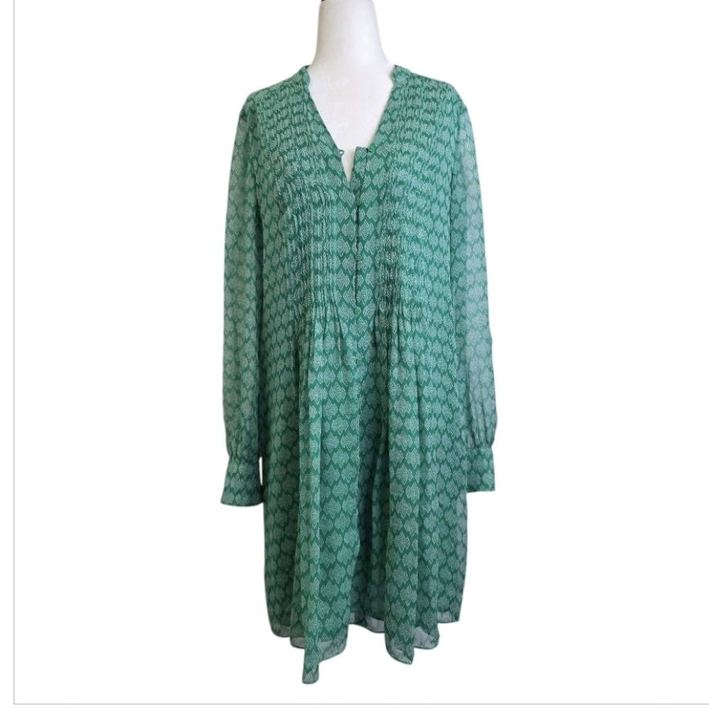 Diane von Furstenburg tribal print Kaftan long sleeve Silk v neck dress